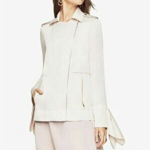 BCBGMAXAZRIA Dean cream Satin Moto Jacket size large NWT